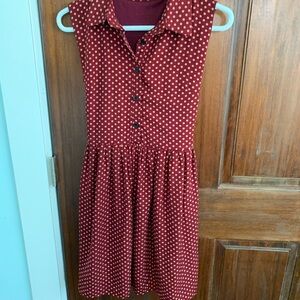 Elegant Burgundy Polka Dot Mini Dress